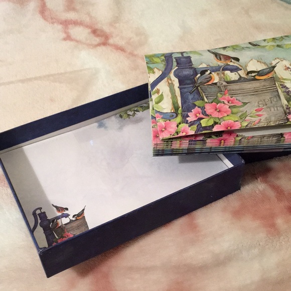 Garden Fountain Birds Boxed Notes Set of 13 NWT - Picture 8 of 11